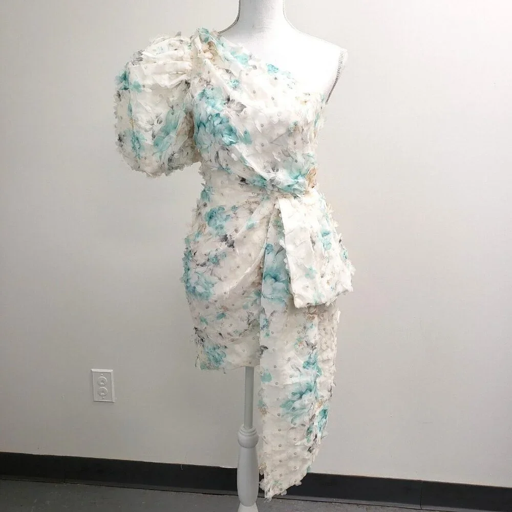 Elliatt Nala 3D Floral Applique One Shoulder Dress Size XS - Picture 3 of 12